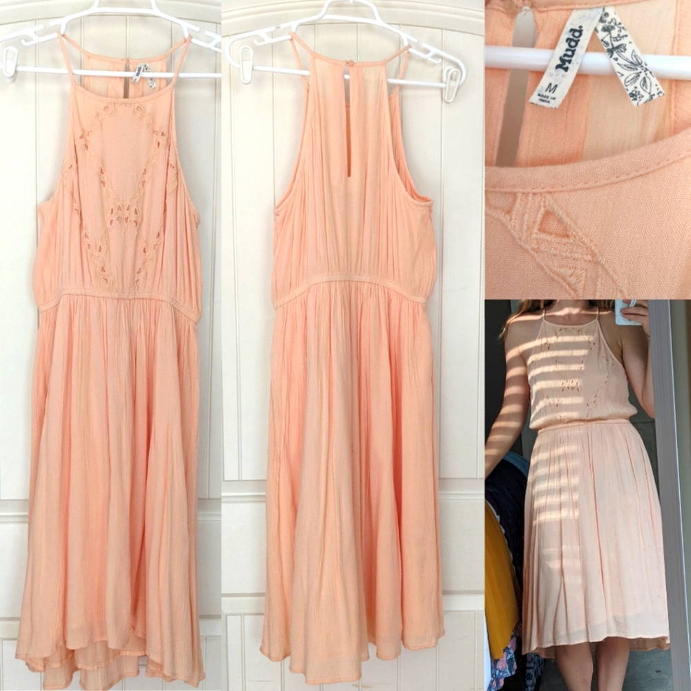 Peach Color high-low Dress
